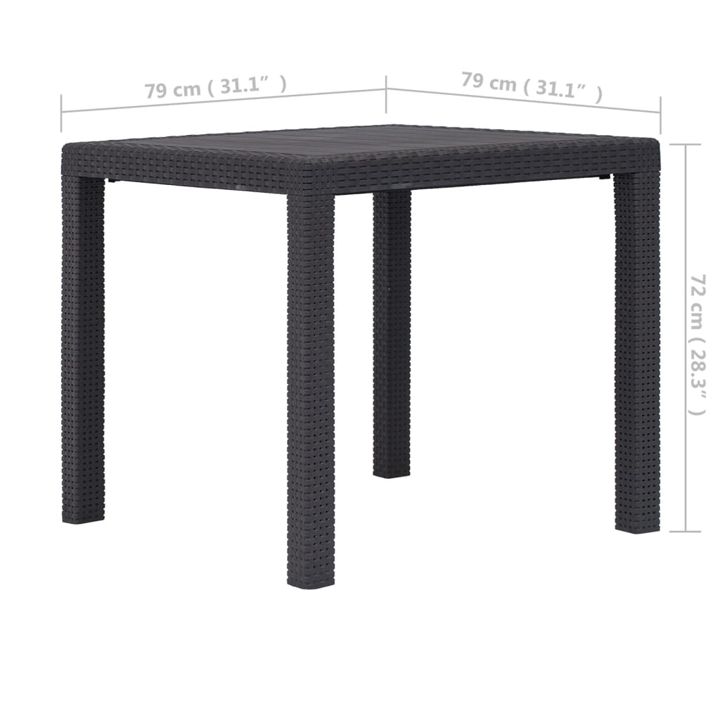 Gartentisch Braun 79 x 79 x 72 cm Kunststoff Rattan-Optik